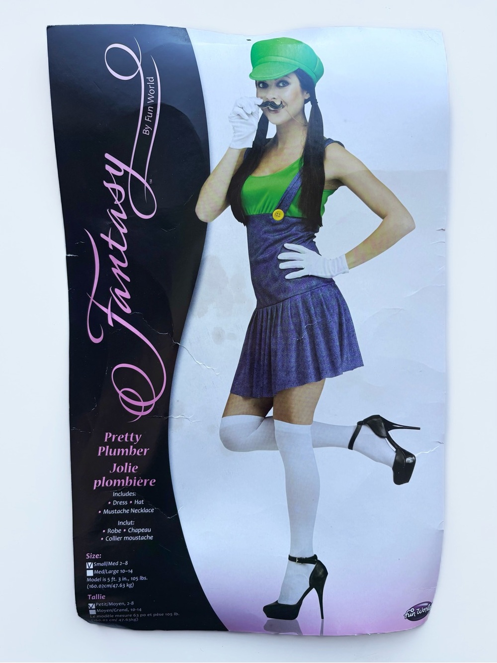 Fun World Pretty Plumber Luigi Costume - Women’s Size Small/Medium (2-8)